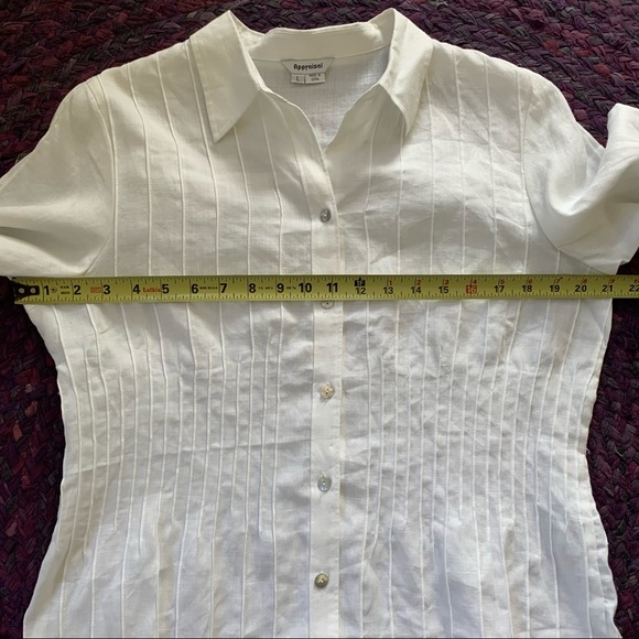Appraisal button up linen white shirt size L - Picture 4 of 9